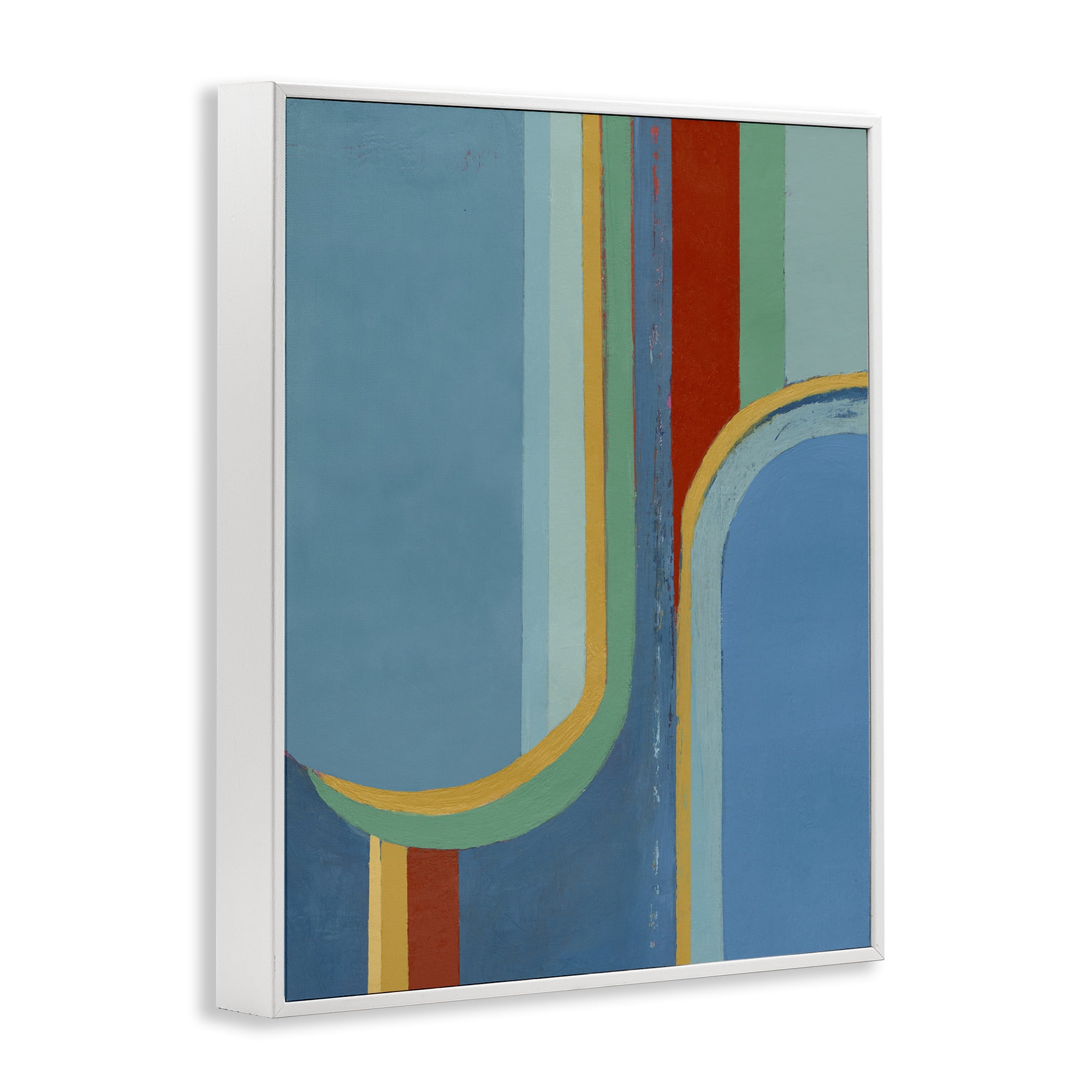 Stupell Industries Blue & Red Arches Abstract Painting White Framed Art Print Wall Art, 24 x 30