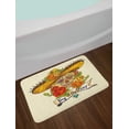 thumbnail image 2 of Sugar Skull Bath Mat, Skull in a Sombrero Traditional Mexican Culture Theme Roses Day of the Dead, Non-Slip Plush Mat Bathroom Kitchen Laundry Room Decor, 29.5 X 17.5 Inches, Multicolor, Ambesonne, 2 of 2