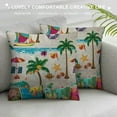 thumbnail image 3 of JEUXUS Beach and Tropical Pillow Case Summer Happy Cool Party Cartoon Coconut Tree Home Decor Throw Cushion for Sofa Couch Car Bedroom Square Pillow Cover, 3 of 5