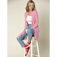 thumbnail image 3 of Made by Johnny Women's Solid Long Sleeve Open Front Long Cardigan XXXL PINK, 3 of 6