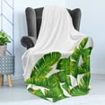 thumbnail image 4 of Botany Soft Flannel Fleece Blanket, Vibrant Tropical Climate Large Leaves Habitat Summer Desert Foliage Image, Cozy Plush for Indoor and Outdoor Use, 70" x 90", Hunter Green Yellow, by Ambesonne, 4 of 5