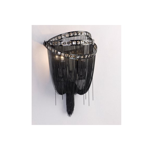 Avenue Lighting Wilshire Blvd 2 Light 10 inch Black Chrome Chain Wall Sconce Wall Light