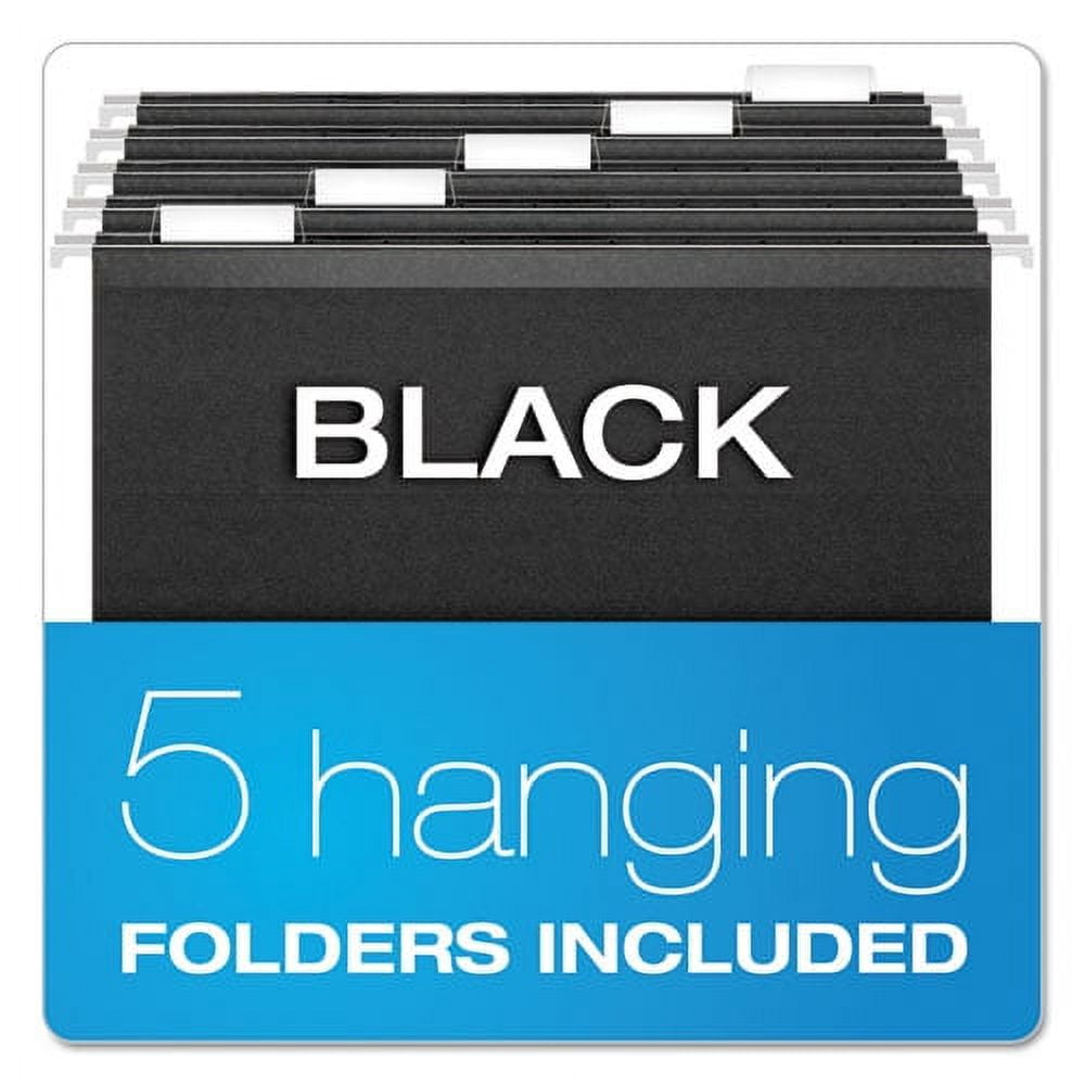 Desktop File With Hanging Folders, Letter Size, 6" Long, Black | Bundle of 5 Each