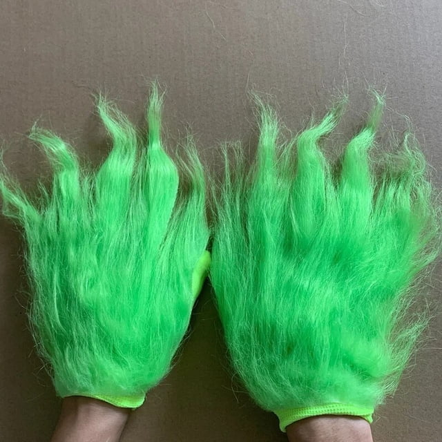 Máscara de Grinch, accesorios divertidos de Navidad, tocados de broma, cosplay, máscara de Grinch de pelo verde