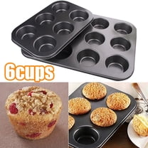 Travelwant 1/2Pcs 6-Cup Muffin Pan,Non-Stick Cupcake Bakeware Pan,Premium Non-Stick Bakeware Standard Muffin and Cupcake Pan, Carbon Steel Muffin Tray Standard Baking Mold for Oven Baking,Pie