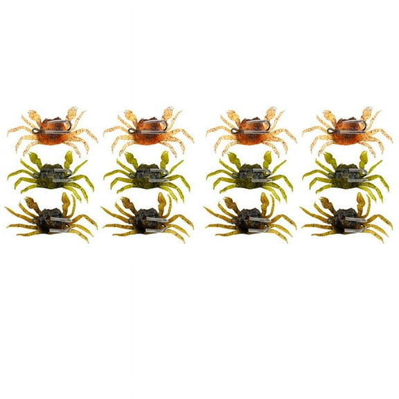 12pcs Cranka Crab Lure Crab Bait 3D Simulated Crab Soft Lure with Double Hooks for Fishing Accessories Tools