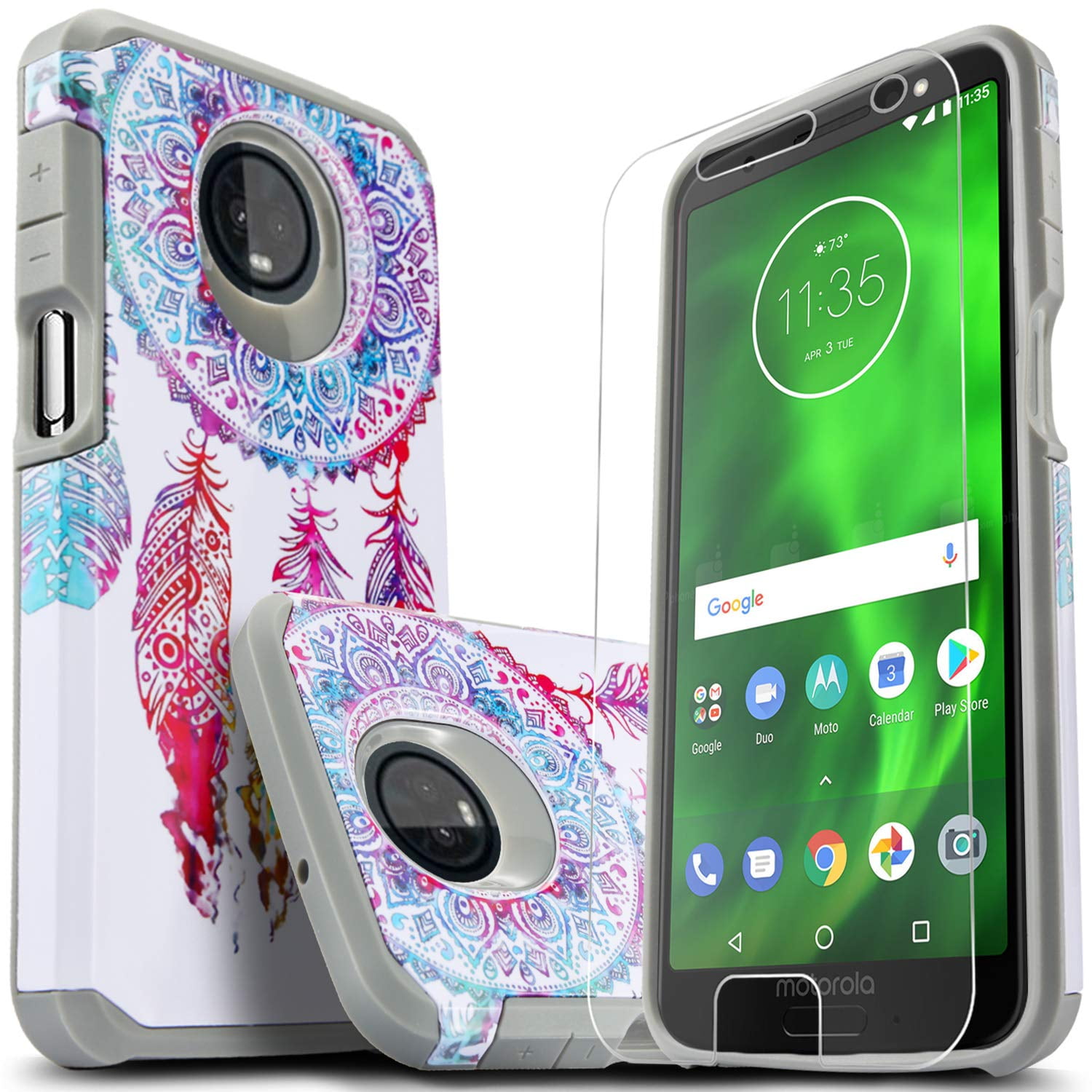 Moto G6 Case, With [HD Screen Protector], Heavy Duty Drop Protection
