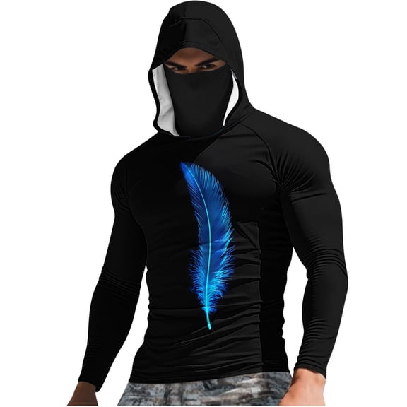 Stamzod Mens Fishing Shirt Long Sleeve Uv Sun Protection Hoodies Rash Guard for Hiking Outdoor Working Black XXXXL