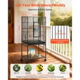 thumbnail image 2 of KFFKFF Spacious Bird Cage, 24.6 x 16.7 x 53.9 inch, Flat Top Design, Durable Wrought Iron Construction with Perches, Removable Tray, Feeders, and Wheels, Suitable for Parrots, Blue Tits, Cockatiels, 2 of 9