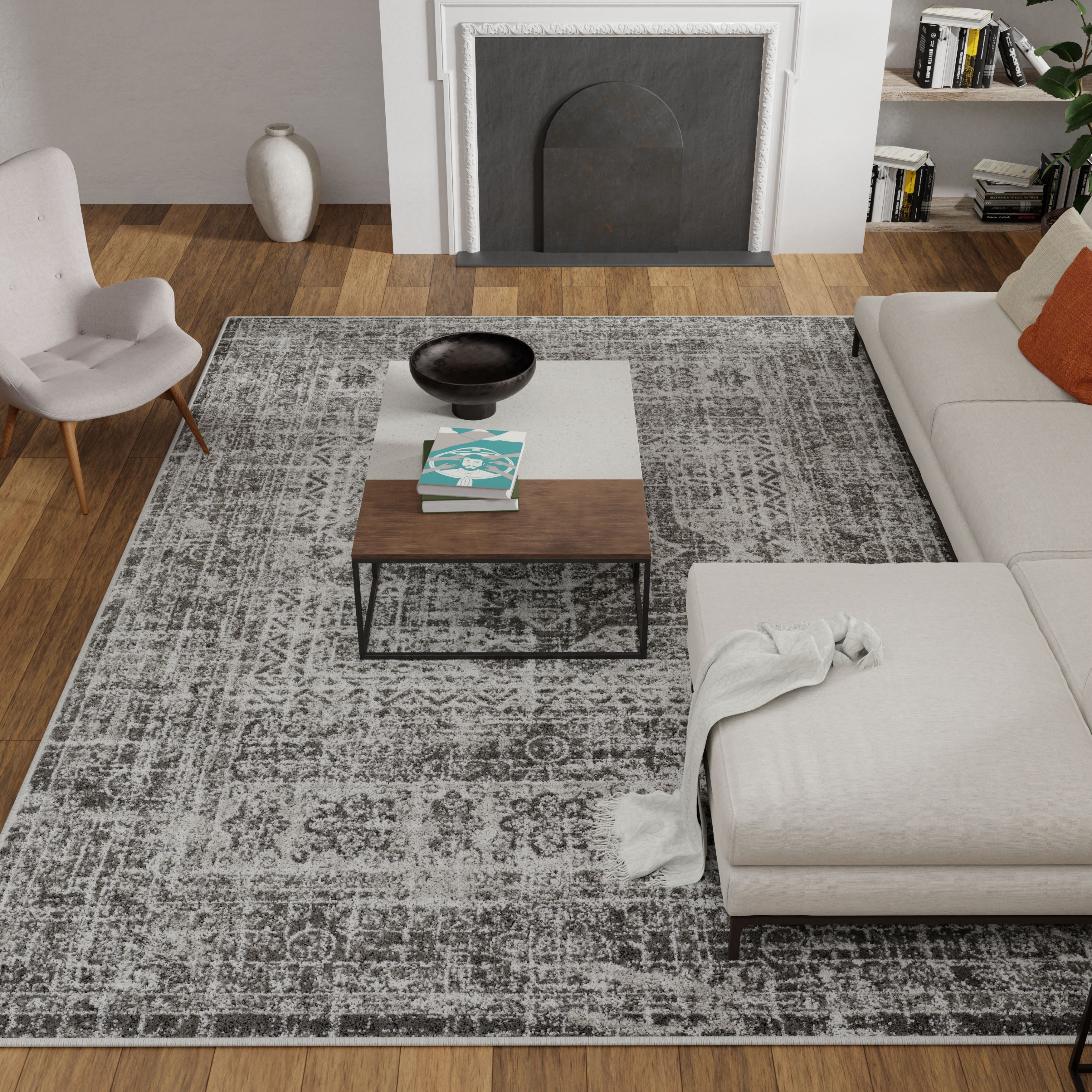 Loomaknoti Rhane Aberd 2' x 7' Gray Oriental Indoor Polypropylene runner rug