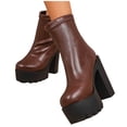 thumbnail image 4 of OKBOP Women's Platform Boots Round Toe Zip-Up Stability Foam Cushioning Brown Stylish Women's Boots Sizes 36, 4 of 5