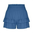 thumbnail image 6 of Ruffled Shorts for Women Wide Leg Flowy Shorts Solid Color Pleated Shorts High-Rise Elastic Smocked Shorts Fashion Layered Mini Skirts Summer Beach Vacation Swing Skorts, 6 of 7