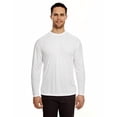 thumbnail image 2 of UltraClub mens Cool & Dry Sport Long-Sleeve Performance Interlock Tee(8422)-WHITE-XL, 2 of 3