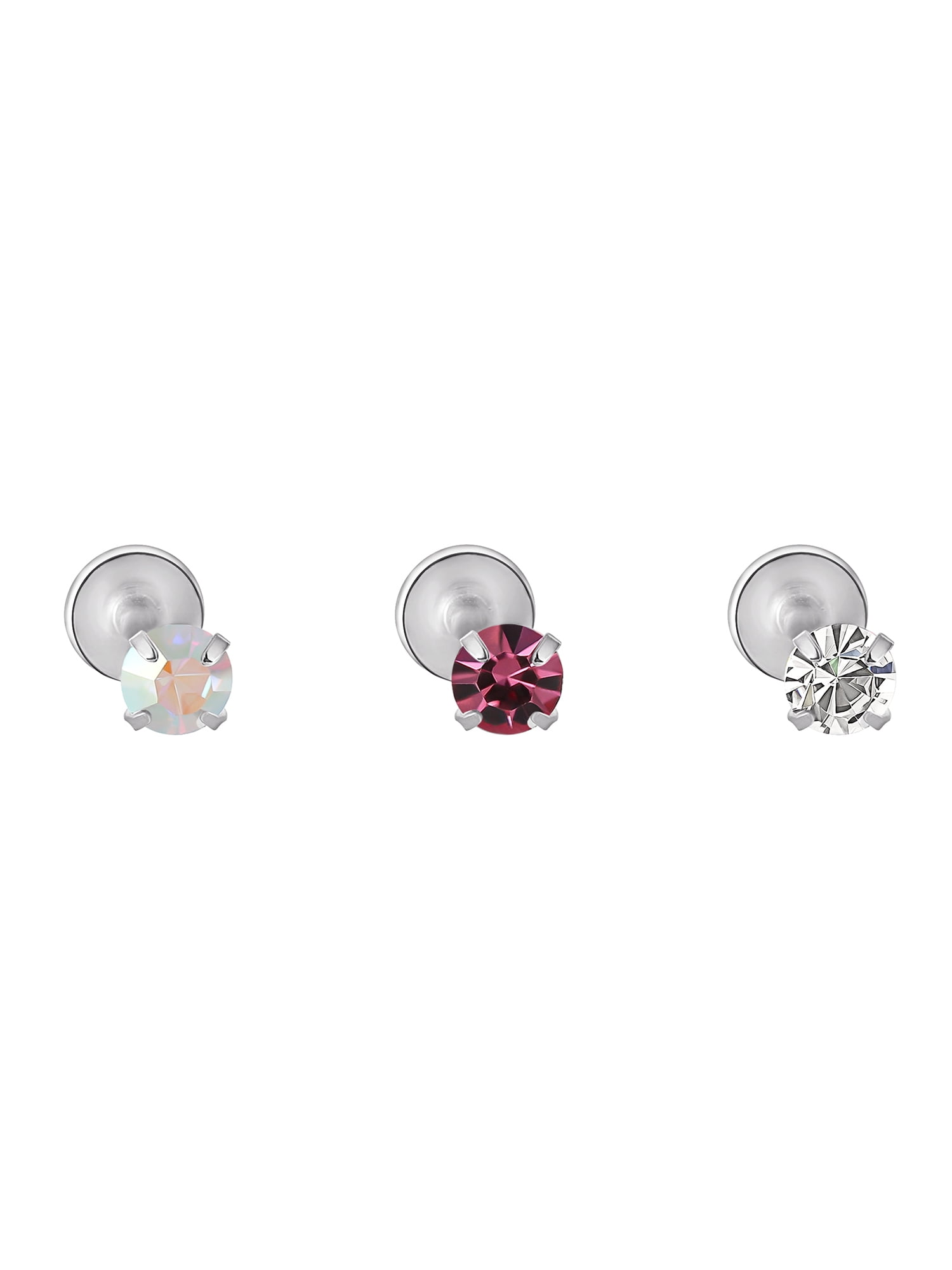 Women's Internally Threaded Prong Set Crystal Monroe Body Jewelry in Stainless Steel