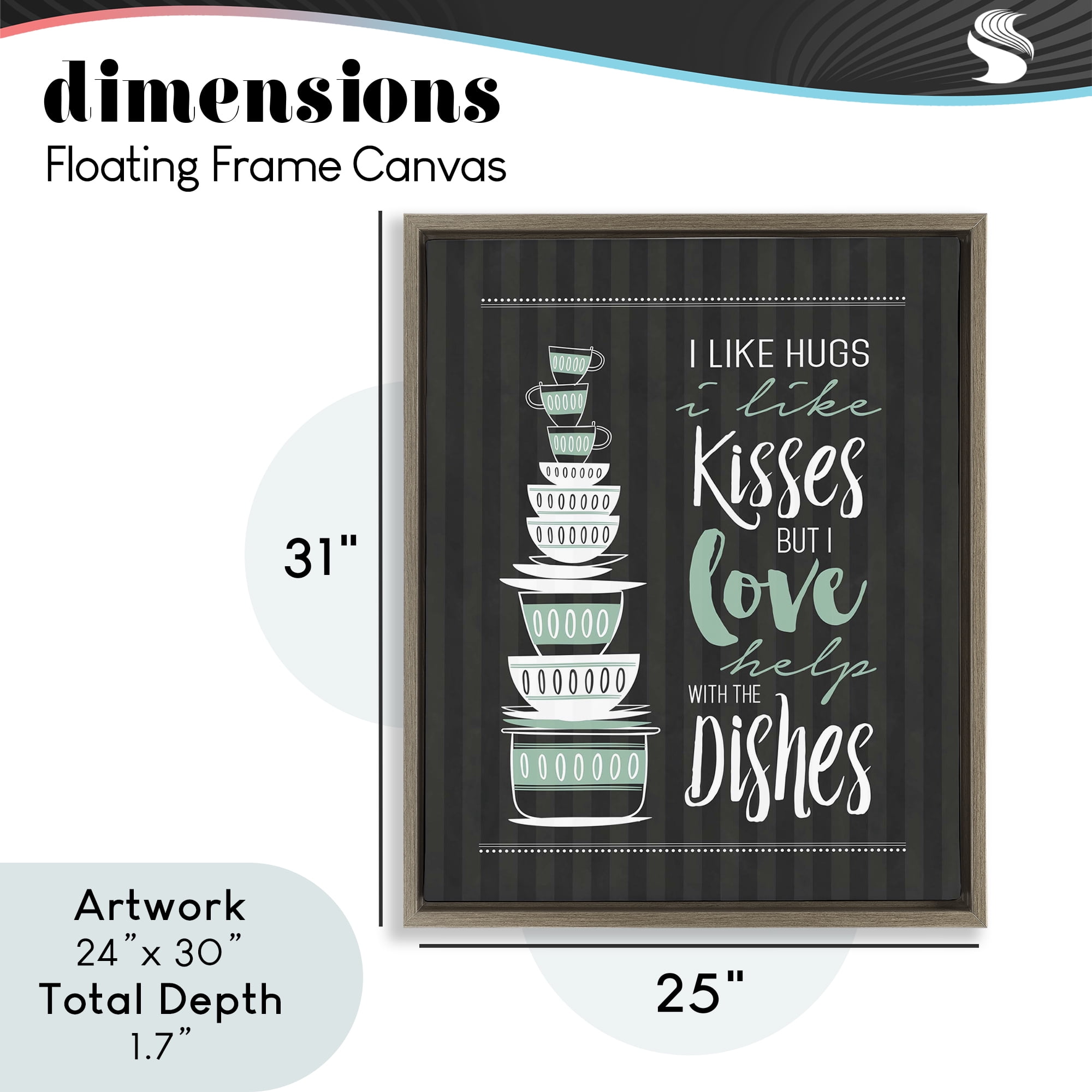 Love Help With Dishes Brown Framed Floater Canvas Wall Art, design by Lettered and Lined