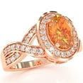 thumbnail image 2 of Three Stone Citrine Diamond Peekaboo Halo Engagement Ring In 14k Rose Gold, 2 of 6