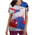 thumbnail image 2 of Titcea Women Nursing Scrub Tops Independence Day Patriotic Printed Working Uniform Short Sleeve V Neck Workwear Blouse T-shirt with Pockets, Gifts for Mom/Her, 2 of 4