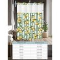 thumbnail image 6 of No Hook Cloth Fabric Shower Curtain with Snap in Liner, Yellow Lemon Waterproof Shower Curtains Set with See Through Top Window, Spring Botanical Floral Leaves Aqua Stripes Bath Curtains 36"x72", 6 of 6