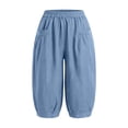 thumbnail image 7 of Lenpel Womens Capri Pants Fashion Casual High Waist Cropped Harem Pants with Pockets Lightweight Comfy Capris Slacks, 7 of 7