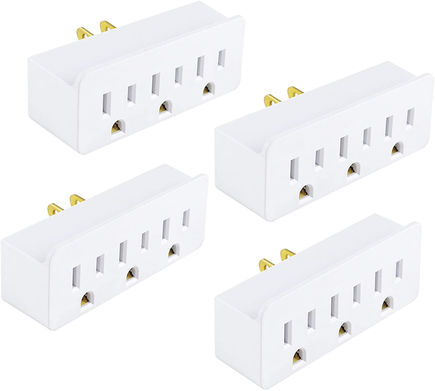 3 Outlet Adapter, 3 Way Plug Splitter, 1 to 3 Plug Outlet Adapter, ETL/UL Listed, White, 2PACK
