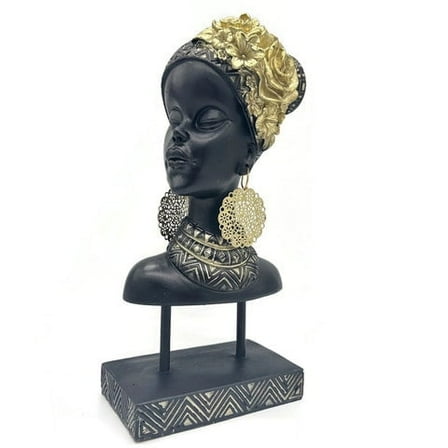 African Figurine with Golden Hair Decorative Knick-Knack