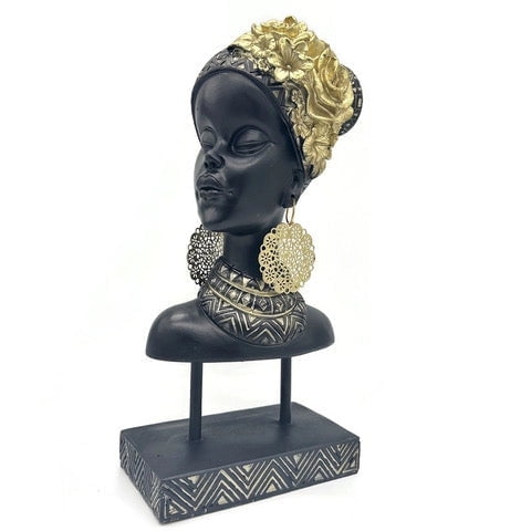 African Figurine with Golden Hair Decorative Knick-Knack