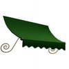 Awntech 3.38 Ft Charleston Sloped Fixed Awning with Scrolled Iron Arms (40.5in x 24in x 24in), Forest