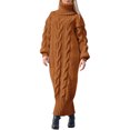 thumbnail image 3 of xiaxaixu Robe Longue d'Hiver en Tricot pour Femmes Couleur Unie Manches Longues Col Montant Robe Chandail Ample, 3 of 3