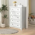 thumbnail image 4 of Roomfitters Modern 5 Drawers Dresser 5 Drawers Cabinet,Chest of Drawers Closet Organizers and Storage Clothes Storage Drawers Cabinet for Living Room, Farmhouse Dresser Organizer WHITE, 4 of 9