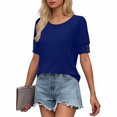 thumbnail image 4 of Byworldtasic Womens Spring Summer Tops Puff Short Sleeve Sweater Crewneck Knit Work Blouses Dressy Casual Trendy Shirts, 4 of 7