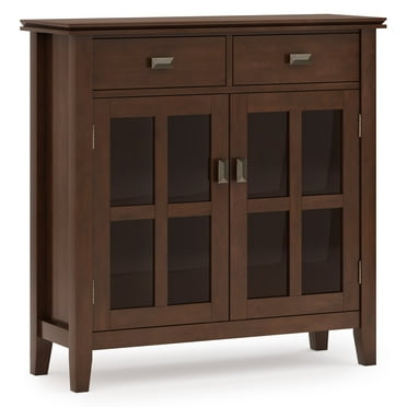 Simpli Home Artisan Solid Wood 36 inch Wide Storage Cabinet in Russet Brown