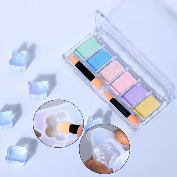 Polvo de Pigmento metálico BLESIY para decoración de uñas con cepillo