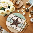 thumbnail image 2 of Beige Sage Green Texas Star Round 13 Inch Placemats Set of 4, Vintage Stars Wooden HeatResistant Non Slip Place Mats for Dining Table, Wipeable Braided Kitchen Table Mats for Housewarming, 2 of 9