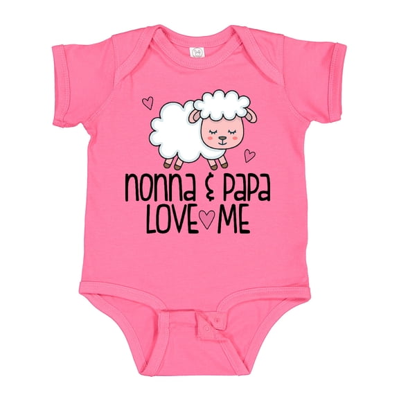 Inktastic Nonna and Papa Grandchild Lamb Boys or Girls Baby Bodysuit