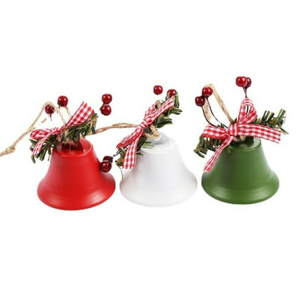 

3 Pack Christmas Bell Ornament Decoration with Berry Plaid Bow Christmas Tree Hanging Pendants for Making Wind Chimes