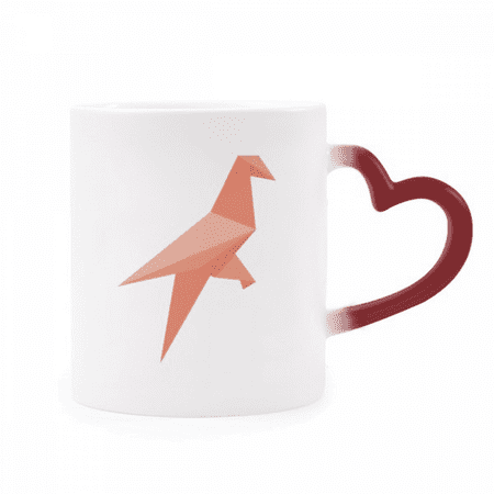 

Red Bird Origa Pattern Heat Sensitive Mug Red Color Changing Stoneware Cup