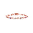 thumbnail image 2 of Gem Stone King 18K Rose Gold Plated Silver White Created Sapphire and Purple Amethyst and White Lab Grown Diamond Bracelet for Women (2.27 Cttw, Gemstone September Birthstone, Round 4MM, 6.5 inch), 2 of 3