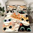 thumbnail image 2 of Feelyou Funny Cartoon Cat Full Size Sheets, Kawaii Kitten Lover Bed Sheets, Teens Kids Boys Girls Sheet Sets, Ultra Soft Bedroom Decor, 4-Piece, 2 of 7