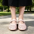 thumbnail image 6 of CHICVOMEY Breathable Mesh Mary Jane Shoes for Women Leather Ballet Flats with Buckle Fashion Fishnet Flats for Women Casual & Work Fashion Flats, 6 of 9