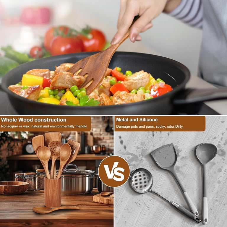 Kisportee 8-Piece Teak Wooden Cooking Utensil Set photo 2