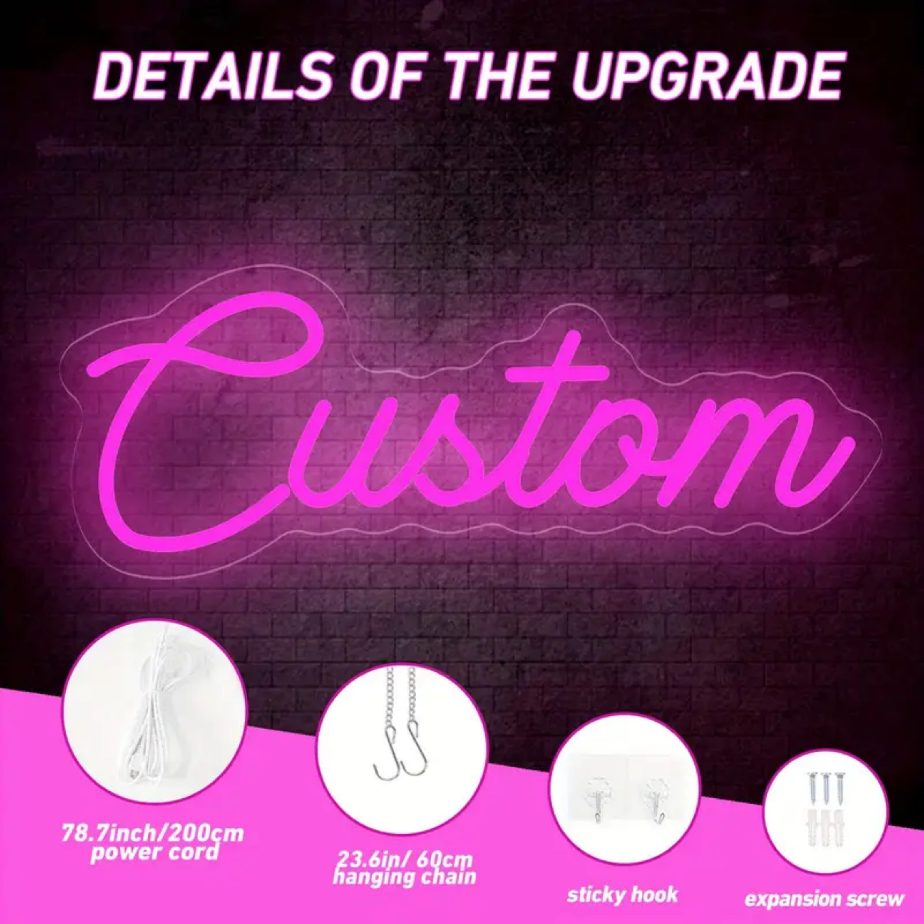 UPONRAY Single Line Custom Neon Signs, Usb Powered with Adjustable Brightness Wall Decor for Gifts, Cool White, 5 inch