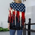 thumbnail image 4 of Women's Independence Day 3/4 Sleeve Sweaters, Casual Flag Printed T-shirt, Plus Sized Spring Round-neck Loose Fit Tops for Womens, 4 of 5
