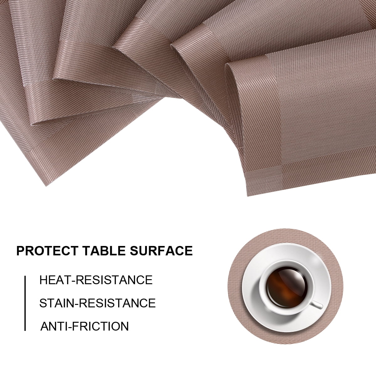 RAY STAR Vinyl Placemats Set of 6, 12''x18'' Vinyl Weave Placemats, Heat Resistant Wipable Place Mat