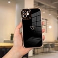 thumbnail image 2 of Compatible with iPhone 11 Case Love Heart Plating Electroplate Luxury Elegant Case Camera Protector Soft TPU Shockproof Protective Corner Back Cover iPhone 11 Case -Black, 2 of 8