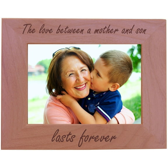 CustomGiftsNow The Love Between a Mother and Son Lasts Forever - Wood Picture Frame - Fits 5x7 Inch Picture (Horizontal)
