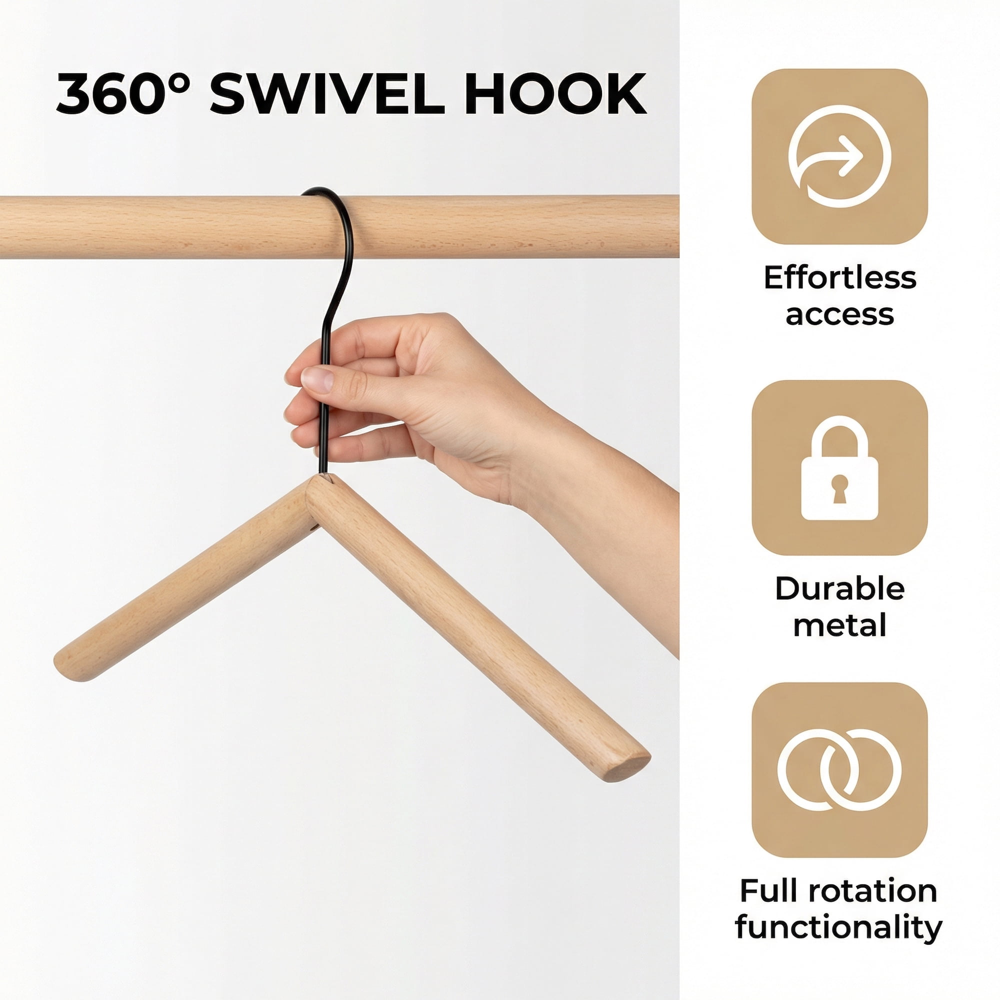 Unique Bargains 2Pcs Wood Space Saving Sleek Hangers Black