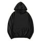 thumbnail image 1 of Sudadera con capucha negra para hombre, manga larga, cordón sólido, con bolsillo mediano, 1 of 6