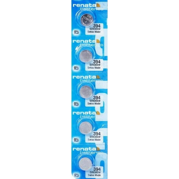 Renata Batteries 394 / SR936SW Silver Oxide 0% Mercury Battery (5 Pack)