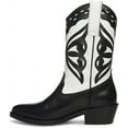 thumbnail image 3 of Steve Madden Laredo-M Black/White Western Cowboy Stacked Block Heel Ankle Boots (Black/White, 7), 3 of 6