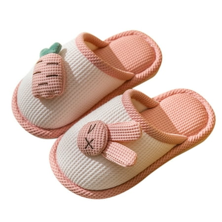 

YTIANH House Slippers Indoor and Outdoor Cotton Flax Slippers Women s and Men s Casual Soft Non- Open Toed Mute Slippers (B 10-10.5 Years)